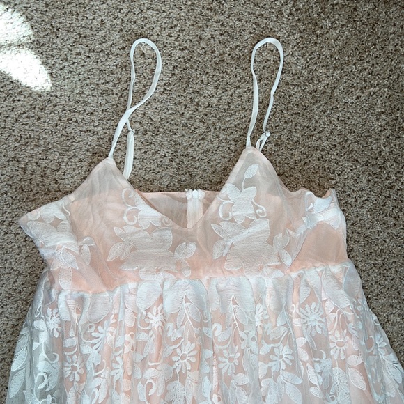 Pink Elegant Floral Lace High Waist Maxi Dress - Picture 11 of 11